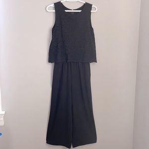 UNIQLO Black Jumpsuit with Lace Top Sleeveless